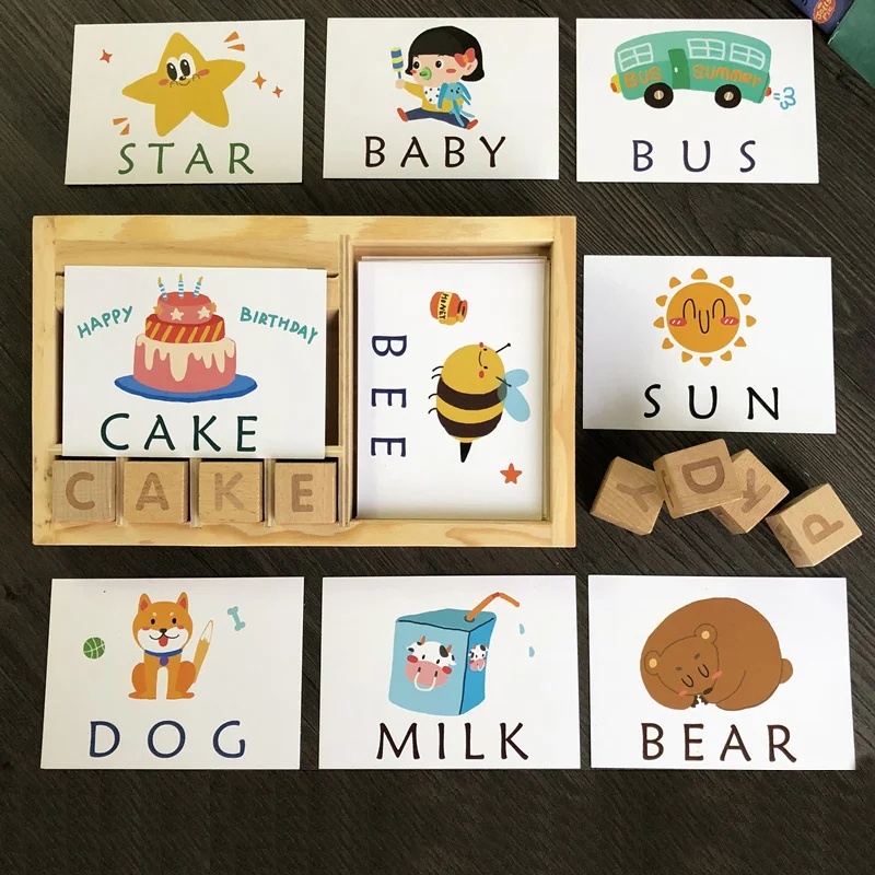 Play English Cards Alphabet SAling Words Play Games Building Block Early Educati - £47.02 GBP