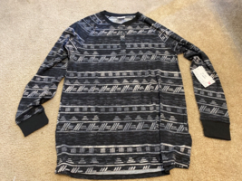 LuLaRoe Mark Henley Shirt Long Sleeve Size S Aztec Black Cream NWT - £14.23 GBP