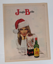 vintage 1971 J &amp; b Scotch PRINT AD dickens Christmas Jingle bell Santa h... - £7.78 GBP