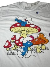 The Smurfs Mushroom Men’s T-Shirt Sz 2XL White Licensed 100% Cotton Larg... - $12.99