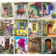 Paint By Numbers Kit Flower Door DIY Oil Painting for Adults Beginners Kids Gift - £13.50 GBP