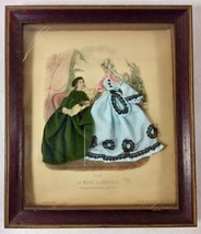 La Mode Illustree Embellished Fabric Shadowbox LaMode Paris, Circa 1862 - $59.40