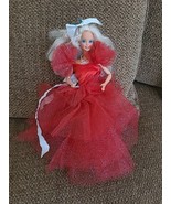 Mattel Vintage Barbie Doll 1st Happy Holidays 1988 Barbie Red Gown W/ Bo... - $43.32 CAD