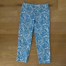 J. McLaughlin Capri Pants White Blue sz 6 Floral Lace - $39.99