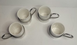 Espresso Porcelain Cups Set of 4 with Silver Toned Handled Holders England image 2