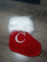 (1) December Home Mini Stocking, Red and White. C initial. New Gift Card... - $9.85