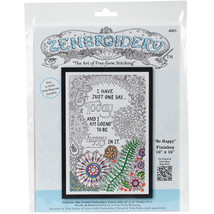 Design Works/Zenbroidery Stamped Embroidery Kit 10&quot;X16&quot;-Be Happy - $17.12 CAD