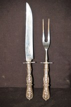 Sterling Silver Ornate Pear Fig Handle 2 Piece Carving Set Vintage - $209.99