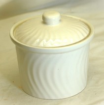 White Canister Jar Ceramic Swirl Pattern - $12.86