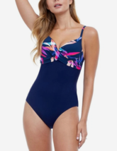 Profile by Gottex MULTI Paradise V Neck One Piece Swimsuit Blue US 14 - $29.99