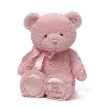 Baby Gund My First Pink Teddy Bear Plush 14&quot; Stuffed Animal Embroidered ... - $18.95