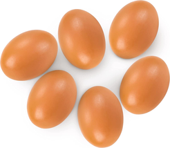 6 PCS Fake Eggs Easter Eggs for Craft Nest Eggs Brown Wooden Eggs for Laying Chi - £8.95 GBP