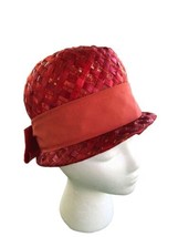 VTG Straw Woven Cloche Hat Flapper Style Vintage Retro Downtown Abbey Elegant - £15.97 GBP