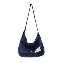 Blue Denim Shoulder Bags For Women Simple Solid Canvas Satchels Fresh Youth Cott - £28.55 GBP