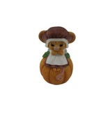 Vintage Lefton Ceramic Pilgrim Mice Sitting On Pumpkin Thanksgiving Harvest - £5.30 GBP