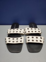 Marc Fisher Whill Sandals Women Size 8.5 White Black Bolive Studded Double Strap - £24.38 GBP