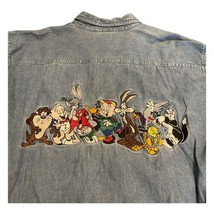 Acme Clothing Vintage Looney Tunes Embroidered Denim Jean Button Up Shir... - $65.44
