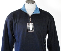 Izod Dark Blue &amp; Light Blue Reversible 1/4 Zip Pullover Sweater Mens  NWT - $69.99