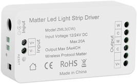 Matter Over Wifi Cw Ww Led Light Strip Driver 2700K-6500K Smart Led, Cw - $37.95