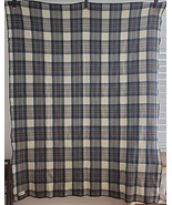 Vtg Wool Blanket LL Bean Blue Plaid Cabin Cottage Camp 80&quot; x 62&quot; Brown T... - $112.15 CAD