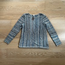 J.Jill Linear Striped Textured Pullover Blue Sage Sweater Small NWT - £30.42 GBP