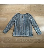 J.Jill Linear Striped Textured Pullover Blue Sage Sweater Small NWT - £30.57 GBP
