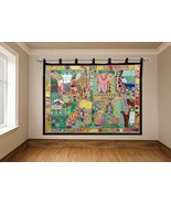 Elephant Wall Hanging Patchwork Big Tapestry Hand Embroidery Curtain Thr... - $162.26