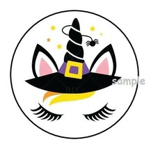 30 Witch Unicorn Envelope Seals Labels Stickers 1.5&quot; Round Halloween Favors - $7.49