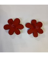 Wooden Red Daisy Flower Wall Peg Hooks Set of 2 Decorative And Functional - $345.54 MXN