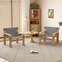 Mid-Century Dark Grey Washable Oak Accent Lounge Chair with Wide Arms - $2,777.16 MXN