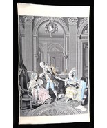 Vtg Scene Le Billet Doux Silk Weaved NICOLAS DELAUNAY Needlepoint Hand S... - $74.99