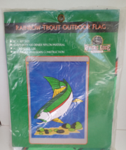 Rivers Edge Rainbow Trout Yard &amp; Outdoor Flag 28&quot;x40&quot; Heavy Duty Nylon Hand Sewn - £9.74 GBP