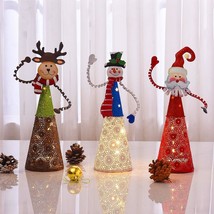 Lighted Christmas Table Decorations Set of 3 LED Santa Snowman Reindeer - £44.02 GBP