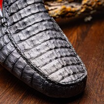 Remo Genuine Caiman Slip On Driving Loafers Gray image 7