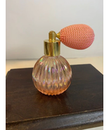 Vintage Pink Iridescent Glass Atomizer Perfume Bottle 4 inch tall - $20.28