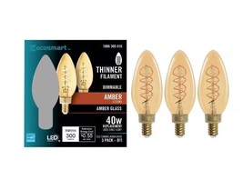 40-Watt Equivalent B11 Dimmable E12 Candelabra Fine Bendy Filament LED Bulb - £10.68 GBP