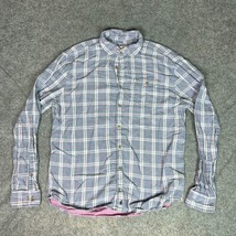 Johnnie O Mens Shirt Large Flannel Blue Pink Plaid Outdoor Sunflannel Casual Top - £19.27 GBP