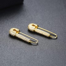 Vnox Temperament Safety Pin Earrings for Women Stylish Stainless Steel with Full - £20.42 GBP