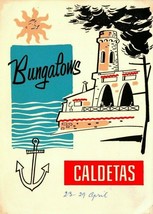 Vintage Advertising Map &amp; Brochure 1960s Barcelona Spain Caldetas Bungalows - $16.00