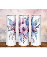 Skinny Tumbler with Straw, 20oz/30oz, Boho Floral, awd-018 - £28.27 GBP+