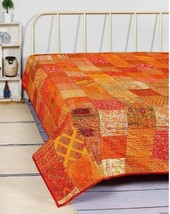 Generic Patchwork Quilt Bohemian Kantha Quilt Handmade Vintage Silk Quil... - $857.38 MXN