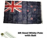Moon 3x5 New Zealand 2ply Flag White Pole Kit Gold Ball Top 3x5 - Vivid ... - $29.88