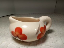 Vintage Ceramic Porcelain Painted Orange Poppy Flower Creamer Pitcher Small 2&quot;t - £7.56 GBP