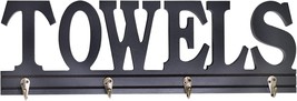 Black Wood Towel Hooks for Bathroom Decorative Cutout Word Sign Wall Decor - £19.09 GBP