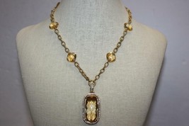 Fine 18K Yellow Gold &quot;A&amp;G&quot;  Citrine Pave Diamond Pendant Fancy Link Necklace 16&quot; - £2,850.70 GBP