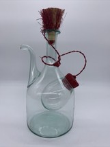 VTG Light Green  Glass Wine Bottle Decantor Ice Pocket Chiller Straw Stopper - £16.17 GBP