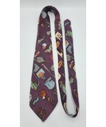 Vtg 1996 Nicole Miller Purple Sports 100% Silk Men&#39;s Classic Novelty Tie  - £11.09 GBP