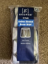 George Men&#39;s Cotton Stretch Boxer Briefs Underwear 6-Pack Size 3XL  Blk/... - $16.79