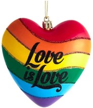 Kurt Adler Pride Rainbow Love is Love Heart Christmas Tree Ornament - £10.09 GBP
