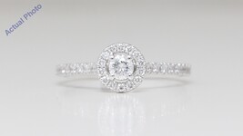 14k White Round Diamond Halo Multi-Stone Shank Ring (0.36 Ct G SI2 Clarity) - £531.65 GBP